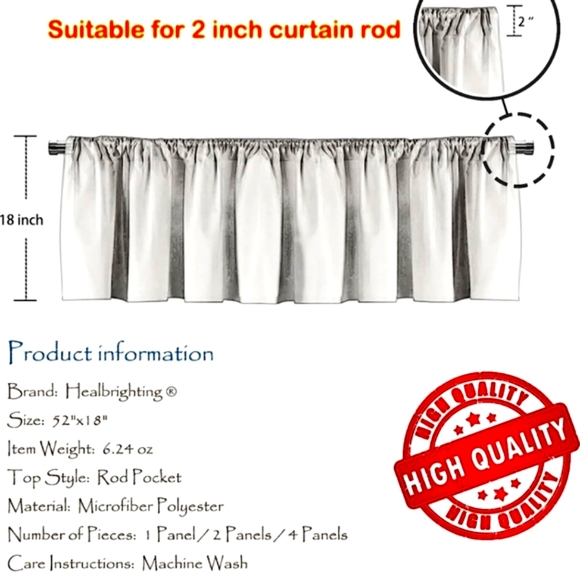 White Paisely on Grey Curtain Valance - Picture 5 of 5